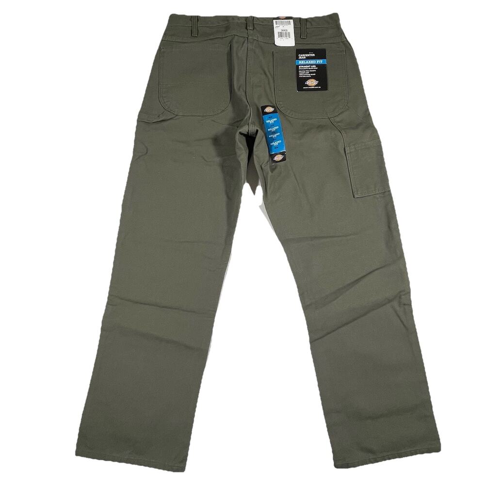 Dickies Carpenter Jeans Mens 36x30 Military Green Relaxed Fit Work Pants NWT
